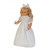 María Comunión, rubia, vestido blanco de organza, sin vela - 50cm