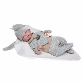 Reborn Axel – Sin pelo, con conjunto blanco y manta de punto (46 cm)