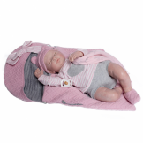 Reborn Emma, babero, muselina y mantita - 46cm