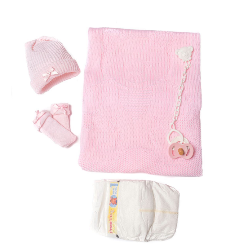 Rosa Decke, Mütze, Socken,...