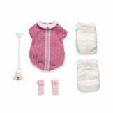Pink romper suit 46cm with accessories