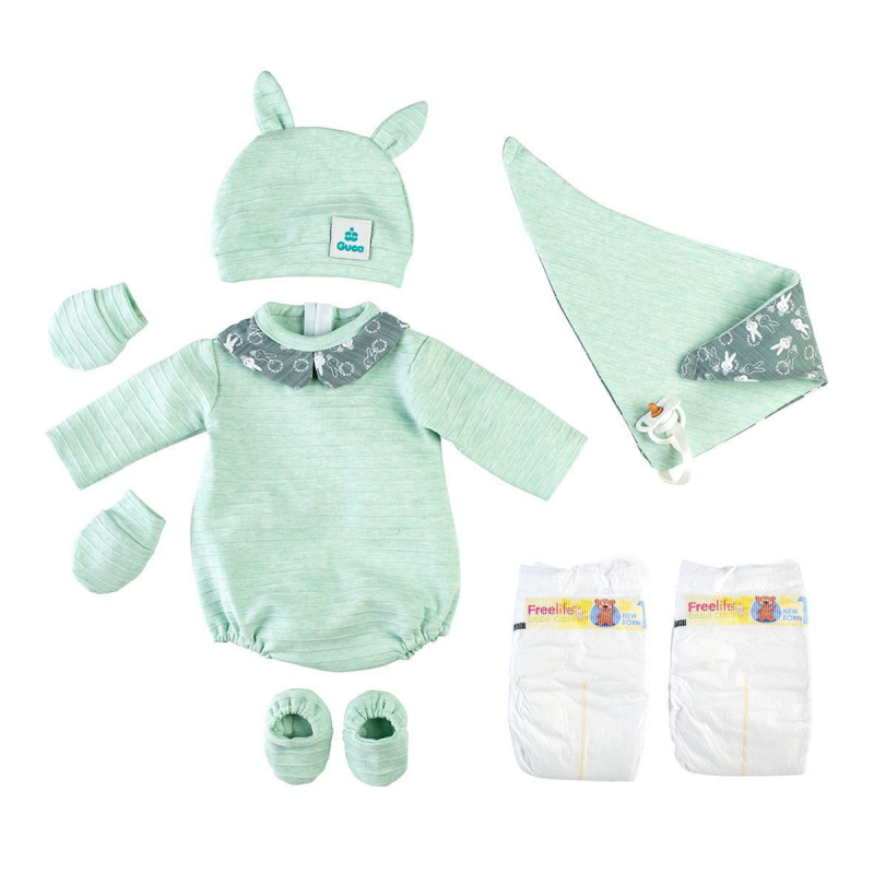 Pelele verde con gorrito,...