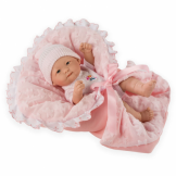 Recién nacida, pelele rosa, gorro y manta - 25cm