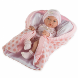 Recién Nacida, pelele y gorro, mantita y calcetines rosa - 36cm