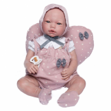 Reborn Violeta – Sin pelo, con conjunto rosa y manta de punto (46 cm)