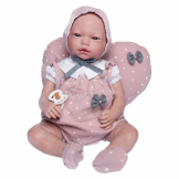 Reborn Violeta, romper, hood, booties and cushion - 46cm