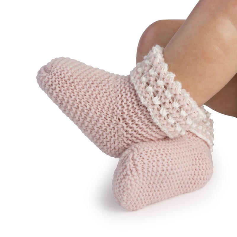 Pink Wool Sock with White...