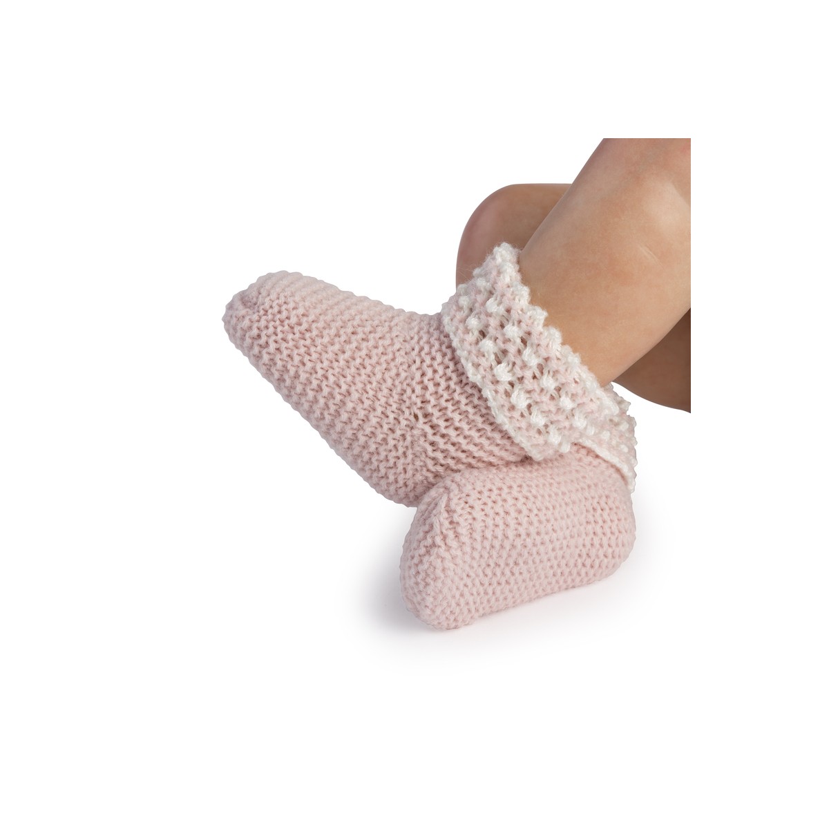 Pink Wool Sock with White Openwork...