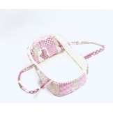 Capazo patchwork rosa con cojin - 38 a 40 CM