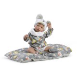 Reborn Santi – Con pelo moreno con camiseta, braguita y accesorios (46 cm)
