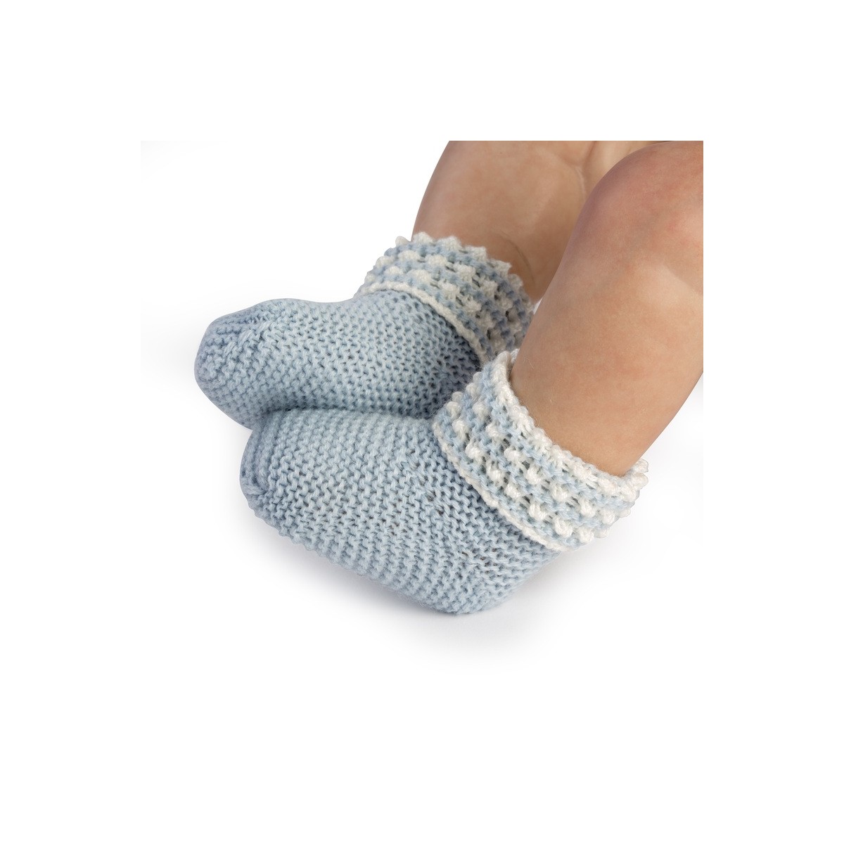 Blue Sock with White Openwork Detail...