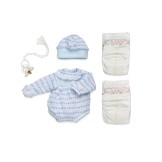 Ropa reborn Pelele y gorro de lana azul y blanco - 38cm