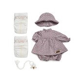 Reborn checkered dress, hat, and bloomers - 38cm