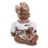 Mulatto doll Kenia, printed shirt and panties. 46 cm