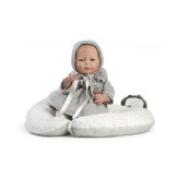 Reborn Prematuro Manuela – Pintada a mano con vestido gris y accesorios (38 cm)