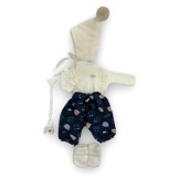 Ropa Reborn, body beig, pantalón y gorro - 46cm