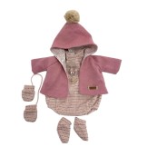 Conjunto rosa para muñecos Reborn de 46 cm – Pelele, rebeca, gorro, manoplas y peucos