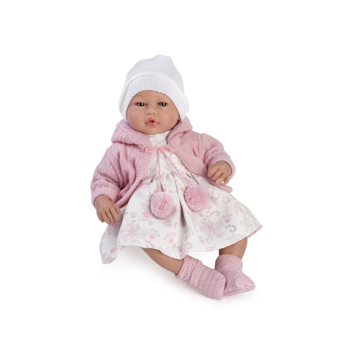 Muñeca Bea, traje rosa y gorro - 46cm