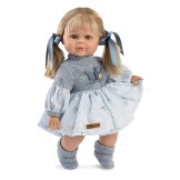 Muñeca Rosalía, pelo rubio y vestido azul - 36cm