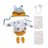 Ropa reborn, camisa estampada, pantalón y gorrito - 38cm