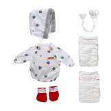 Ropa reborn, pelele con capota de estampado - 38cm
