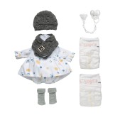 Ropa reborn, vestido con pololo, bufanda y gorro - 38
