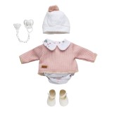 Reborn clothing pink sweater, panties, shoes, and hat - 46cm