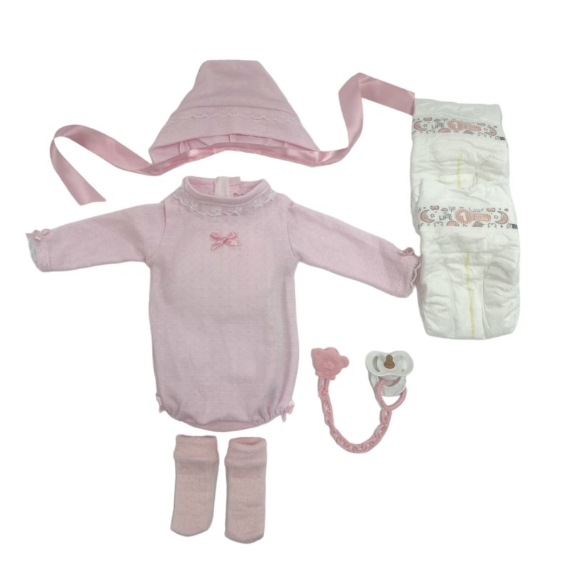 Ropa reborn, body rosa con...