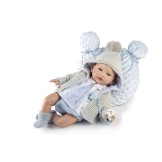 Reborn Alejandro – Pintado a mano con camisa azul, chaqueta gris y accesorios (42 cm)