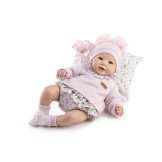 Reborn Elena – Pintada a mano con jersey rosa y braguita de flores (46 cm)