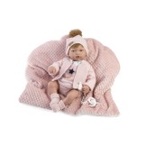 Reborn Jimena, pelo natural, pelele, chaqueta y cojín - 38cm