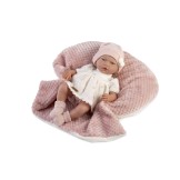 Muñeca Classic Norma - vestido beig, pololos rosa, calcetines y mantita rosa 38cm
