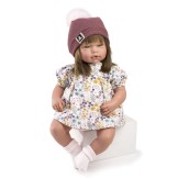 Muñeca Sarai, pelo moreno y vestido de flores - 46cm
