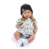 Muñeca Tania, melena rubia, vestido, gorro y peúcos - 46cm