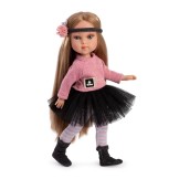 Muñeca Penélope París – 34 cm con pelo moreno, jersey y falda