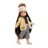 Muñeca Penélope Roma – 33 cm con pelo moreno, camiseta y pantalón de cuadros