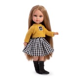 Muñeca Penélope Atenas – 33 cm con pelo rubio, jersey amarillo y falda de cuadros