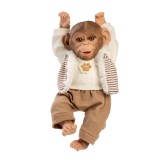 Scimmietta Reborn 32 cm – Corpo in tessuto con gilet di righe e pantaloni beige