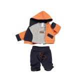 Ropa ZooReborn 32 cm – Conjunto de chándal, camiseta gris, chaqueta con capucha naranja y pantalón azul oscuro