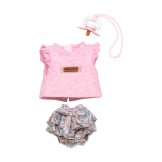 Ropa ZooReborn 32 cm – Braguitas con estampado de flores con camiseta de manga corta y chupete.