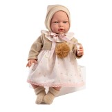 Muñeca Classic Carmen 42cm - Vestido de lino con dibujitos, canesú, peuco y capota